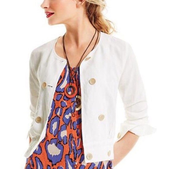 Cabi Piazza Jacket Linen Blend Double Breasted Button Down Cropped Size S EUC!!! - Picture 1 of 6